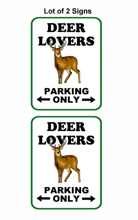 2-Count Deer Lovers Parking Only (v2) 9 inch by 11.5 inch Laminated Funny Sign