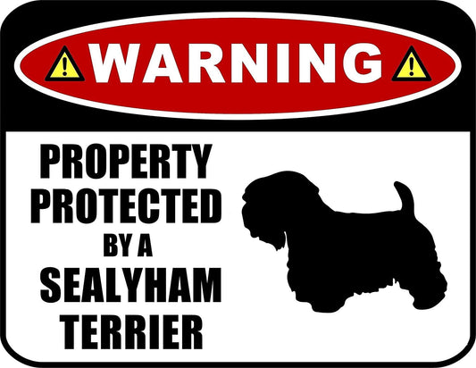 Warning Property Protected by a Sealyham (SILHOUETTE) 11.5 inch x 9 inch Laminated Dog Sign