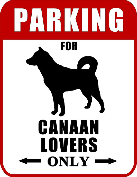 Parking for Canaan Lovers Only (Red Ver.) 9 W x 11.5 H Laminated Dog Sign