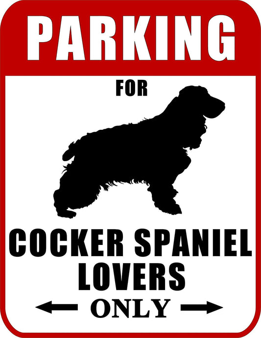 Parking for Cocker Spaniel Lovers Only (Red Ver.1) (Silhouette) 9 W x 11.5 H Laminated Dog Sign