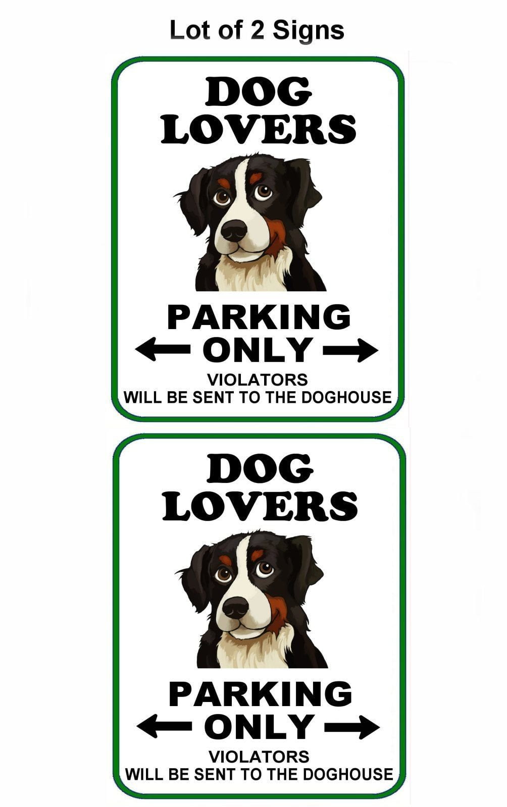 Dog Lovers Parking Only (v1) 11.5" x 9" Laminated Funny Sign - 2 Pack