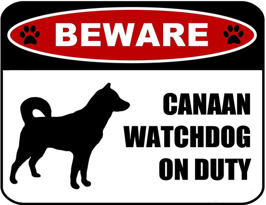 Beware Canaan Watchdog On Duty (Silhouette) 11.5 inch x 9 inch Laminated Dog Sign