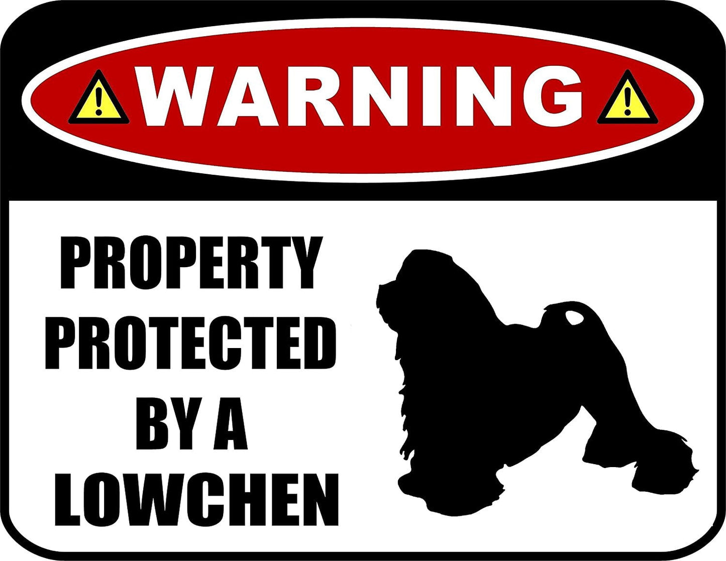Warning Property Protected by a Lowchen (SILHOUETTE) 11.5 inch x 9 inch Laminated Dog Sign