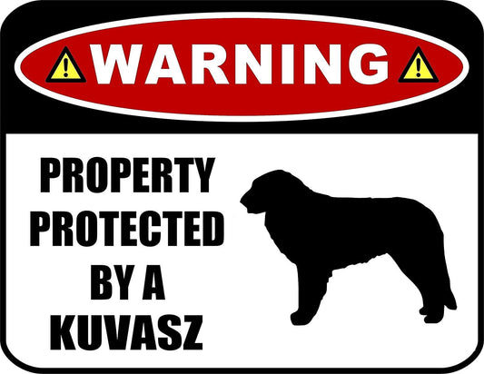 Warning Property Protected by a Kuvasz (SILHOUETTE) 11.5 inch x 9 inch Laminated Dog Sign