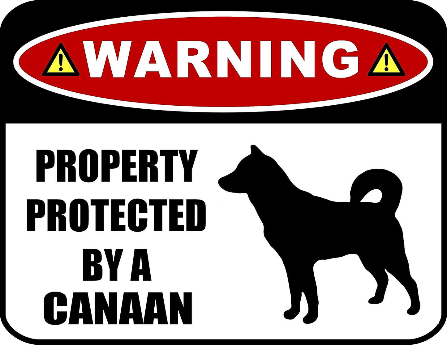 Warning Property Protected by a Canaan (SILHOUETTE) 11.5 inch x 9 inch Laminated Dog Sign