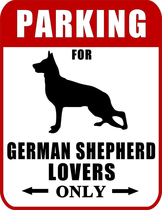 Parking for German Shepherd Lovers Only (Red Ver.) 9 W x 11.5 H Laminated Dog Sign