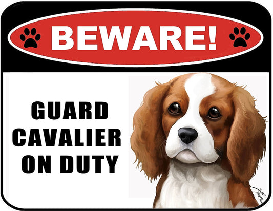 Beware Guard Cavalier (v1) on Duty Laminated Warning Sign