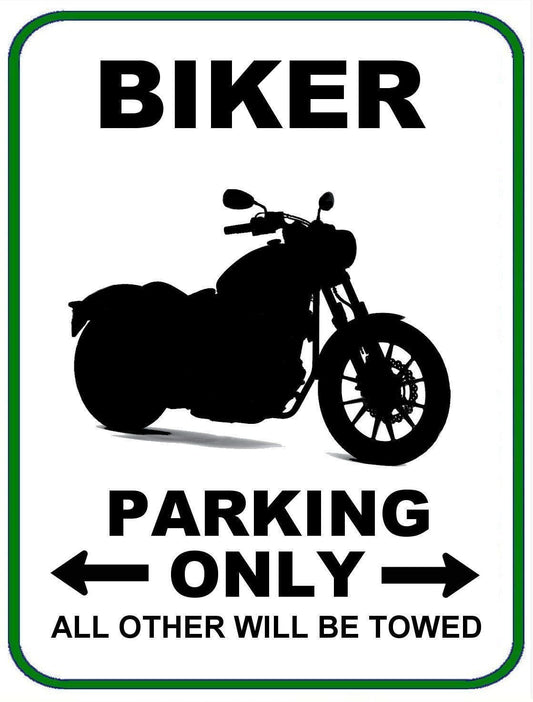 Biker Parking Only (v1) 11.5" x 9" Laminated Funny Sign
