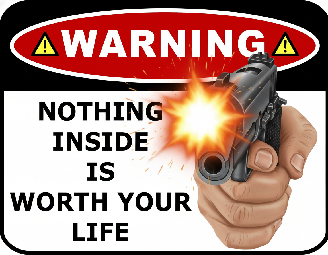 Warning Nothing Inside is Worth Your Life, 11.5" x 9" Laminated Sign