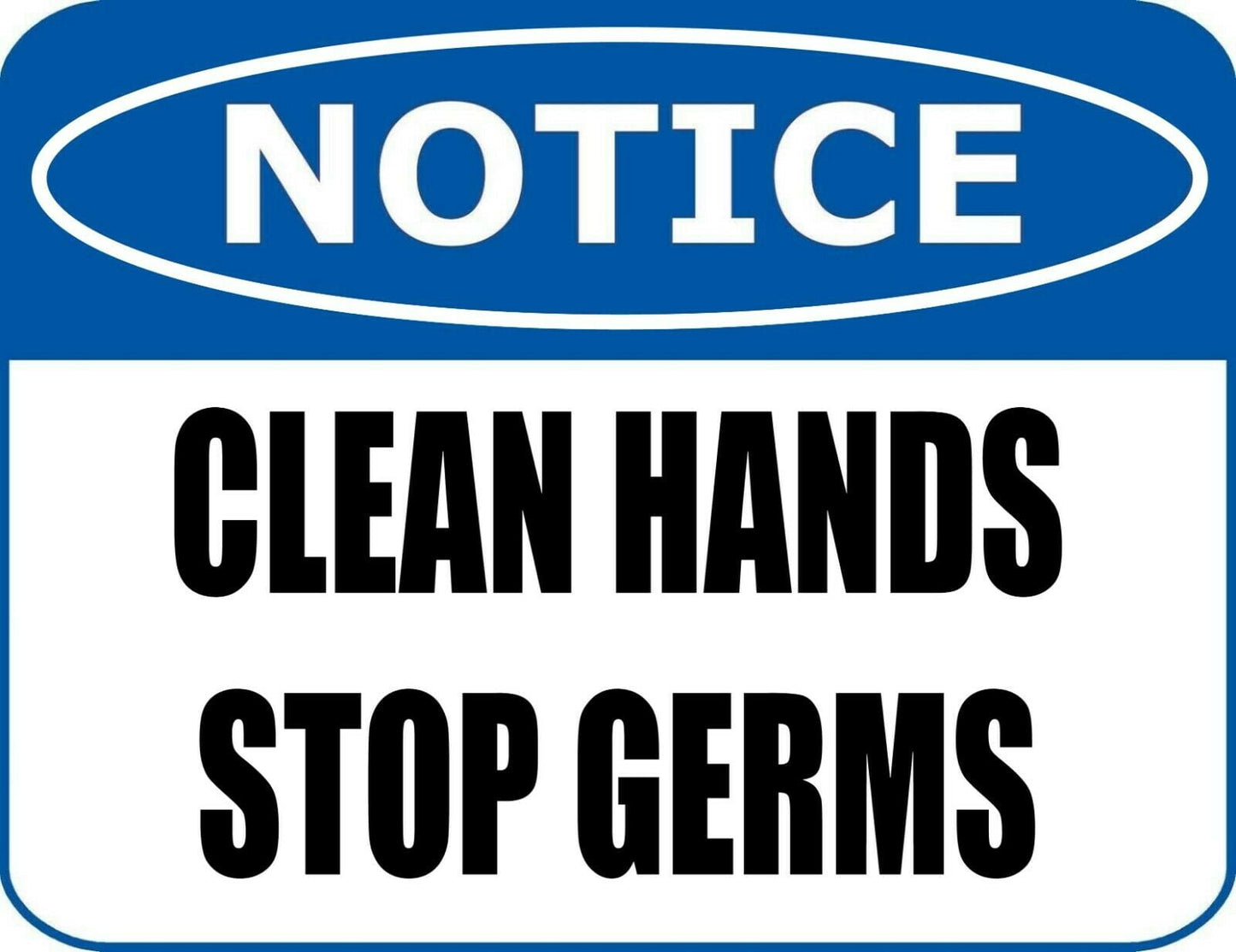 Notice - Clean Hands Stop Germs 11.5 x 9 Laminated Sign