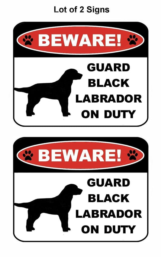 2-Count Beware Guard Black Lab (Silhouette) on Duty 9 inch x 11.5 inch Laminated Dog Sign