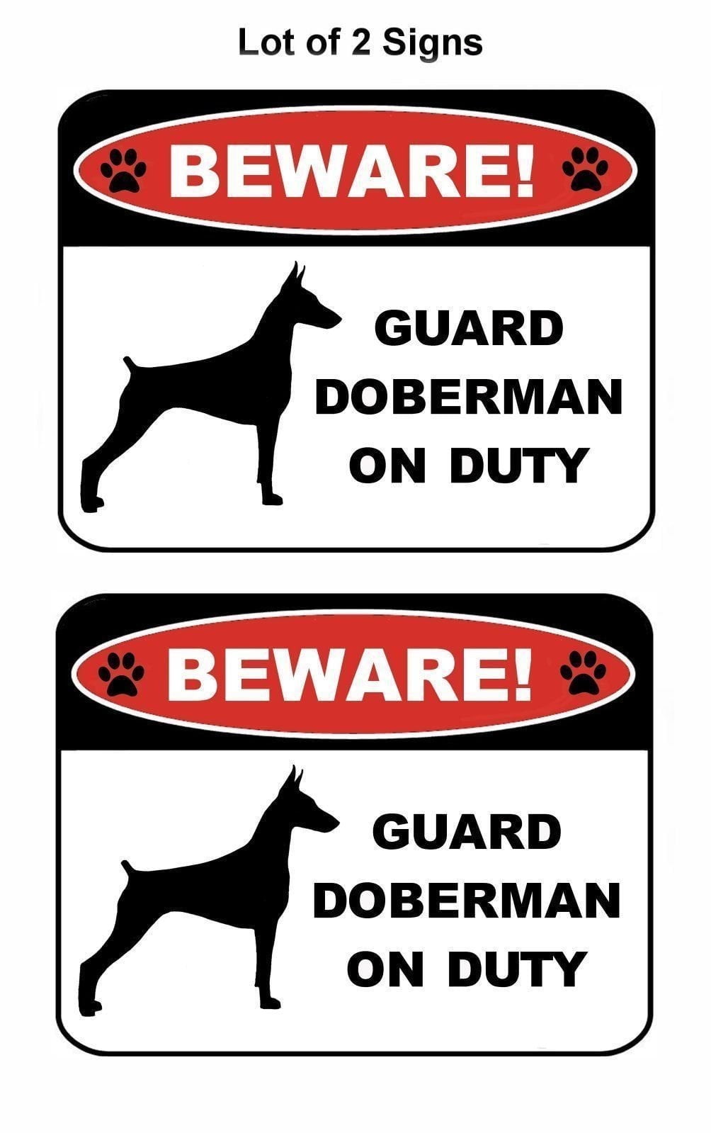 2-Count Beware Guard Doberman (Silhouette) on Duty 9 inch x 11.5 inch Laminated Dog Sign