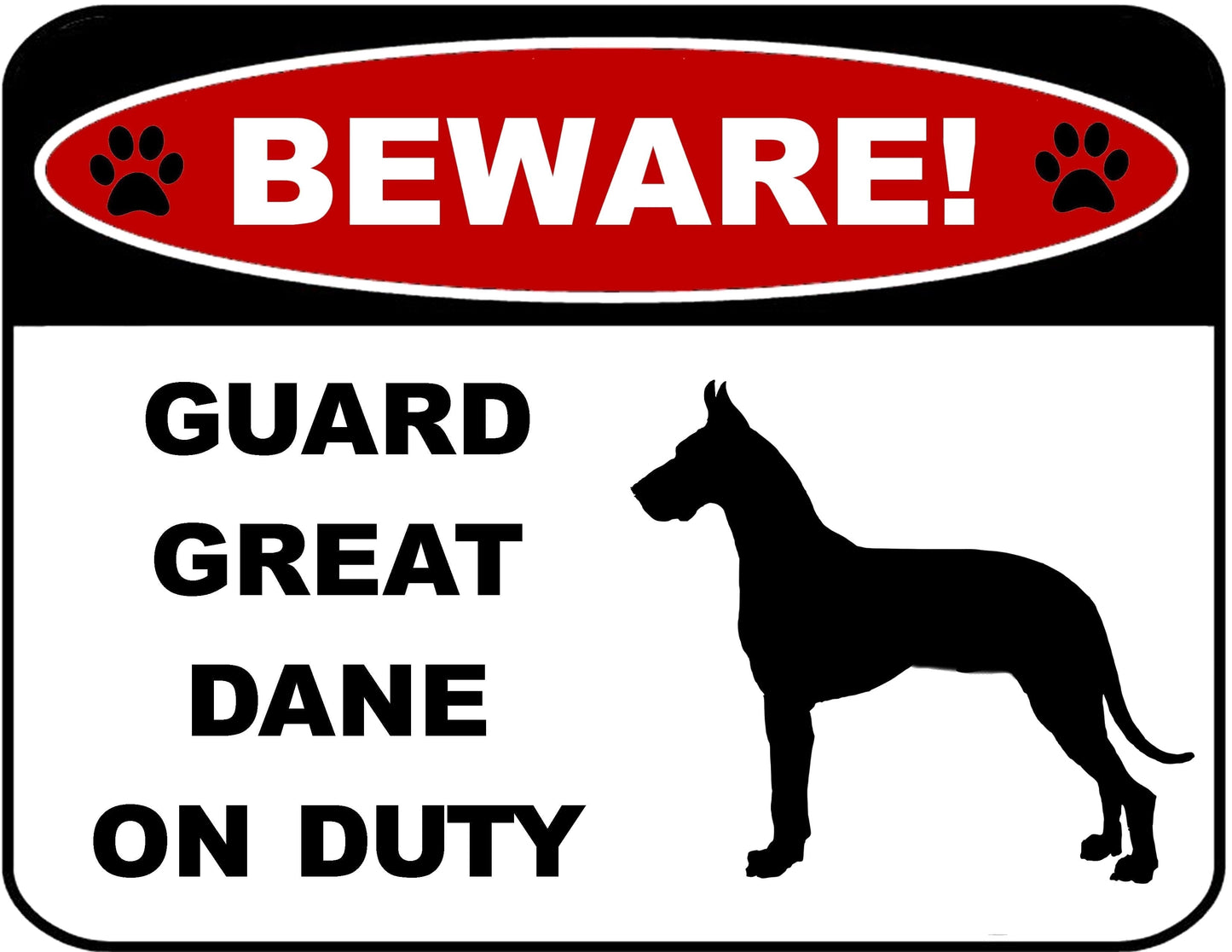 2-Count Beware Guard Great Dane (Silhouette) on Duty 9 inch x 11.5 inch Laminated Dog Sign