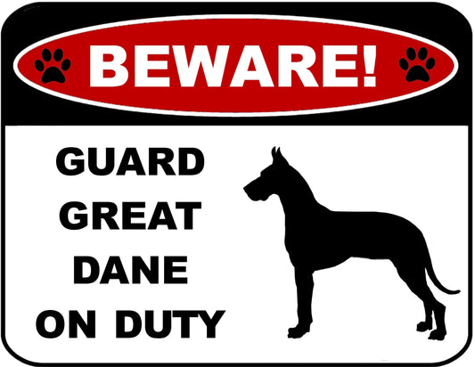 2-Count Beware Guard Great Dane (Silhouette) on Duty 9 inch x 11.5 inch Laminated Dog Sign