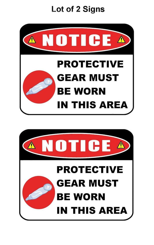 2-Count Notice Protective Gear Must be Worn in this Area 11.5" x 9" Laminated Funny Sign