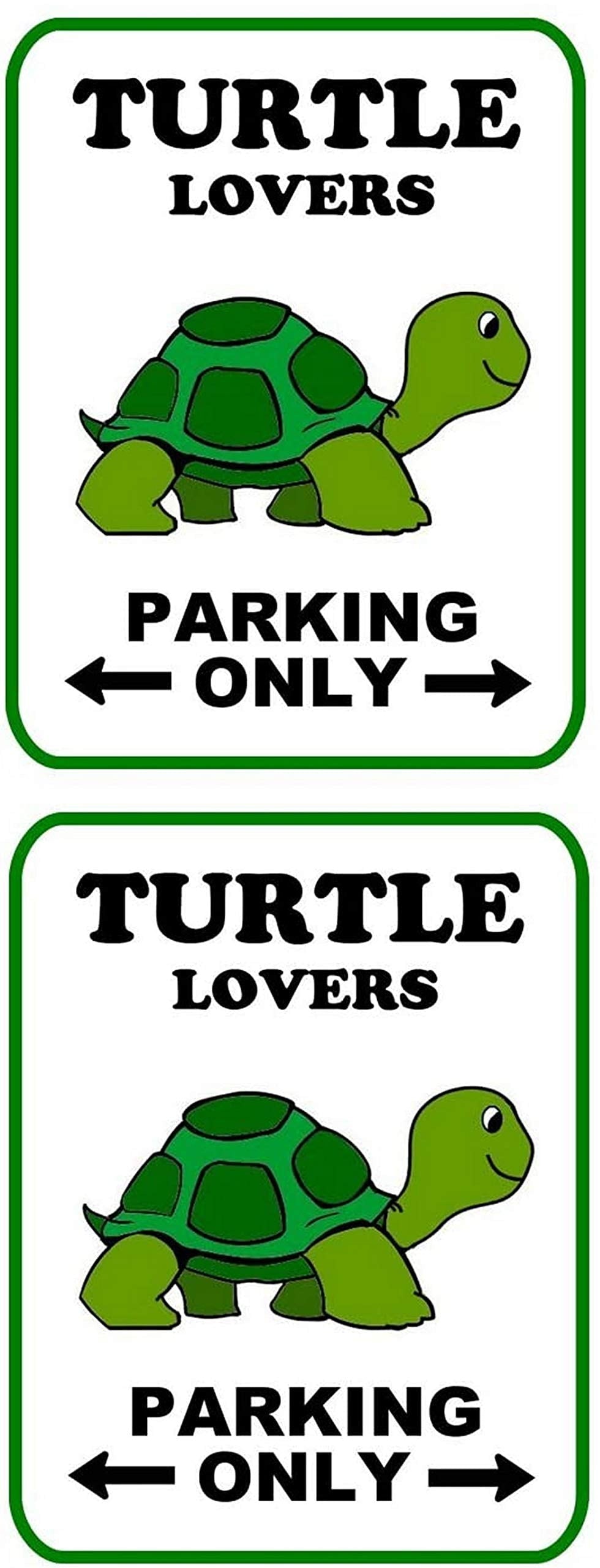 Turtle Parking Only (v2) 9 inch by 11.5 inch Laminated Funny Sign - 2 Pack
