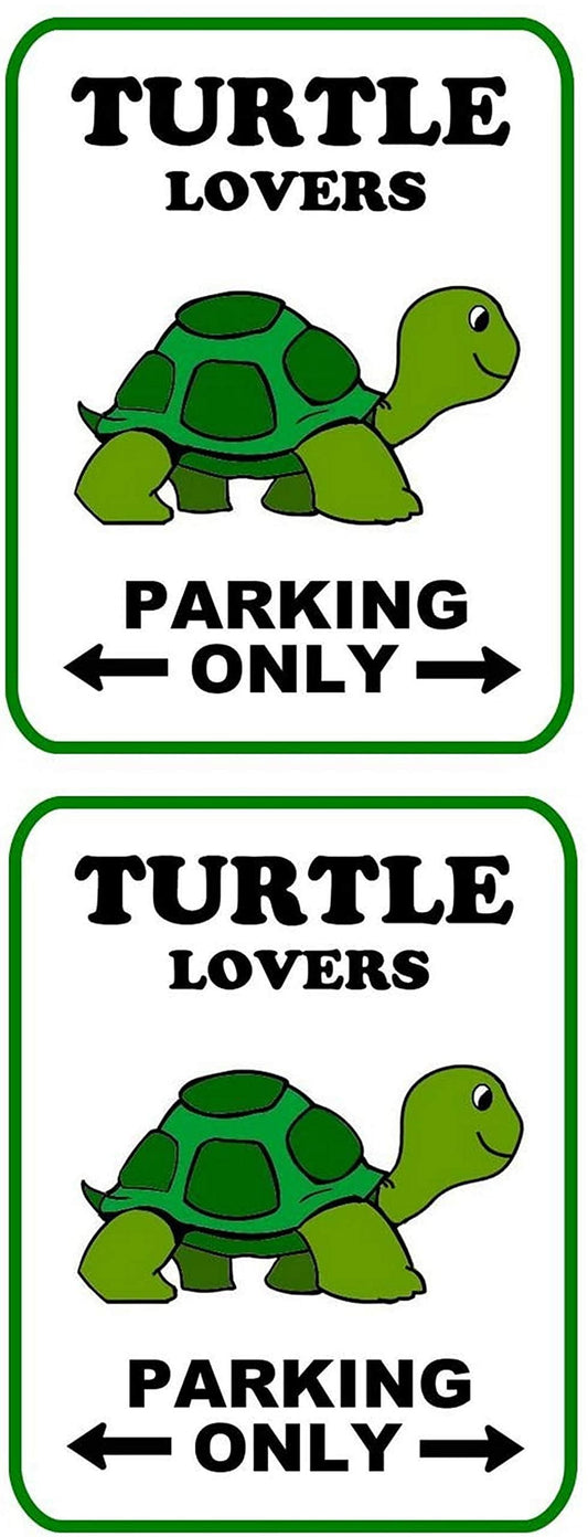 Turtle Parking Only (v2) 9 inch by 11.5 inch Laminated Funny Sign - 2 Pack