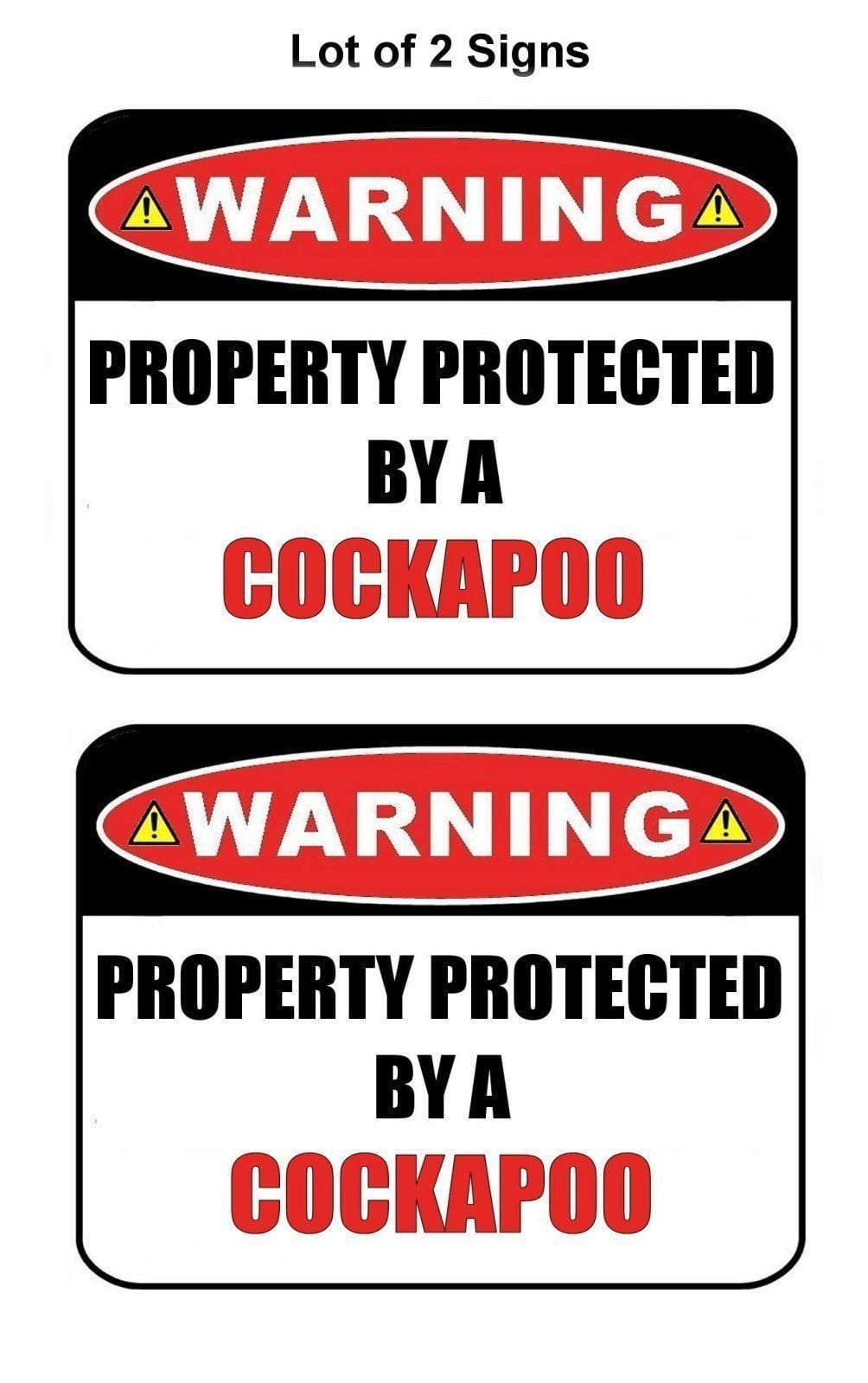 2-Count Warning Property Protected by a Cockapoo 9 inch x 11.5 inch Laminated Dog Sign