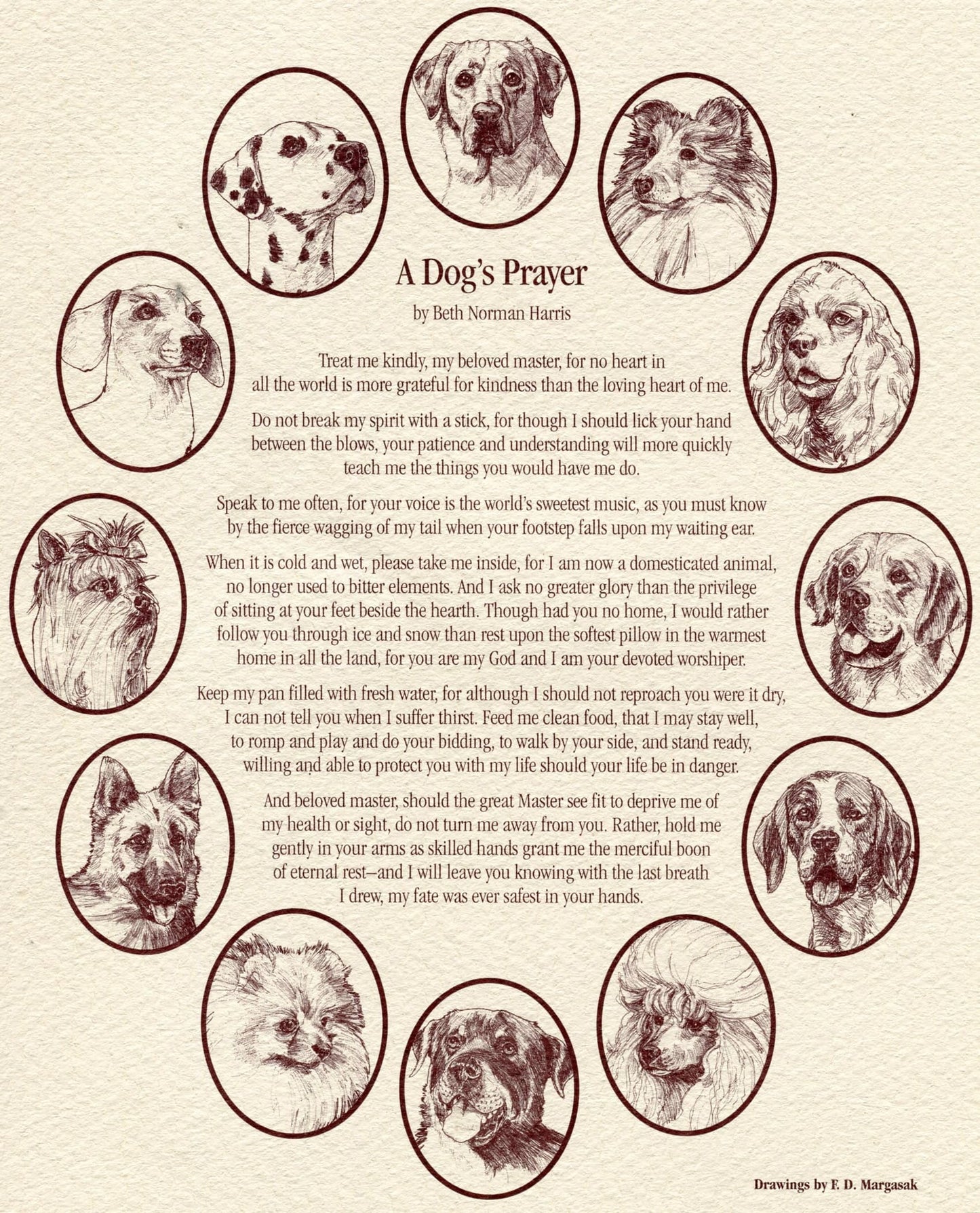 A Dog's Prayer 9 inch by 11.5 inch Laminated Sign