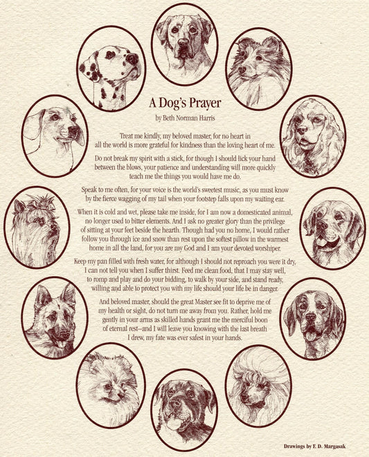 A Dog's Prayer 9 inch by 11.5 inch Laminated Sign