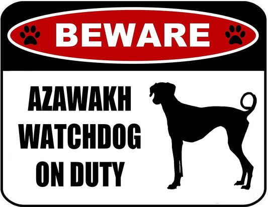 Beware Azawakh Watchdog On Duty (Silhouette) 11.5 inch x 9 inch Laminated Dog Sign