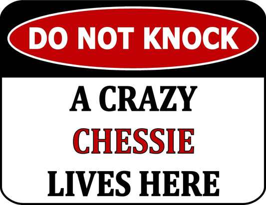 Do Not Knock A Crazy Chessie Lives Here 11.5 inch by 9 inch Laminated Dog Sign