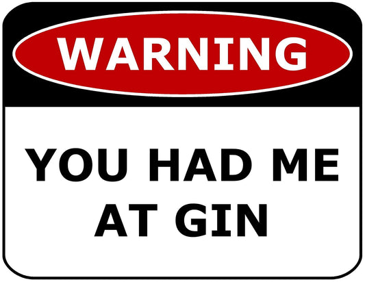 Warning You Had Me At Gin 11.5" x 9" Laminated Funny Sign