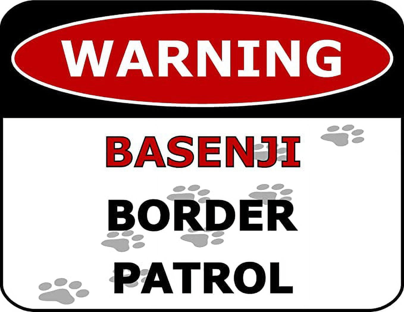 Warning Basenji Border Patrol 11.5 inch by 9 inch Laminated Dog Sign