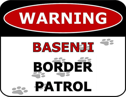 Warning Basenji Border Patrol 11.5 inch by 9 inch Laminated Dog Sign