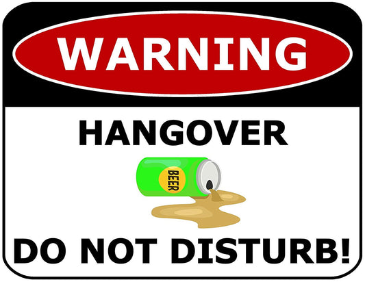 Warning Hangover Do Not Disturb 11.5" x 9" Laminated Funny Sign