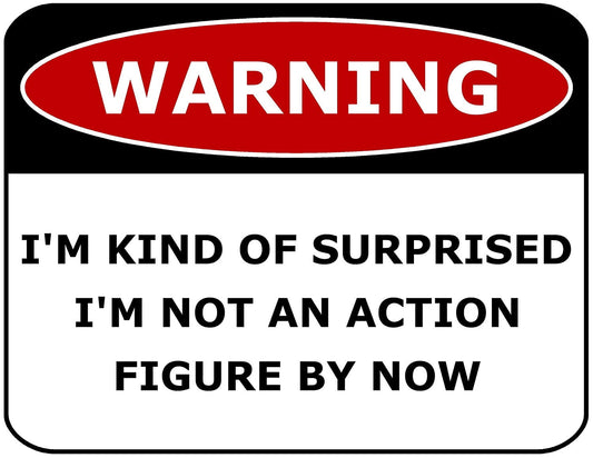 Warning I'm Kind of Surprised I'm Not An Action Figure By Now 11.5" x 9" Laminated Funny Sign