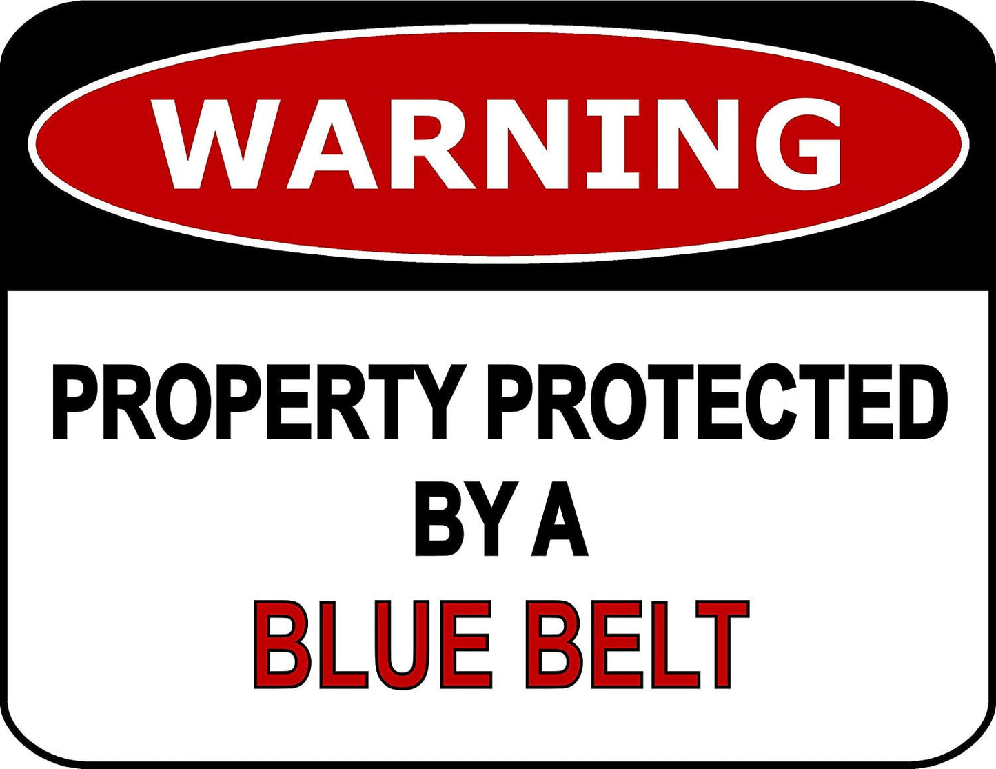 Warning Property Protected By A Blue Belt 11.5" x 9" Laminated Funny Sign