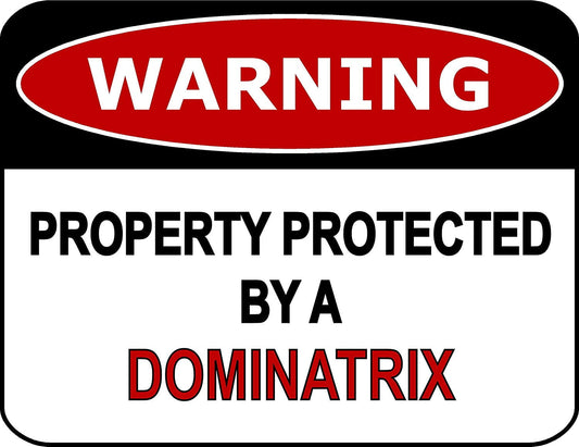 Warning Property Protected By A Dominatrix 11.5" x 9" Laminated Funny Sign