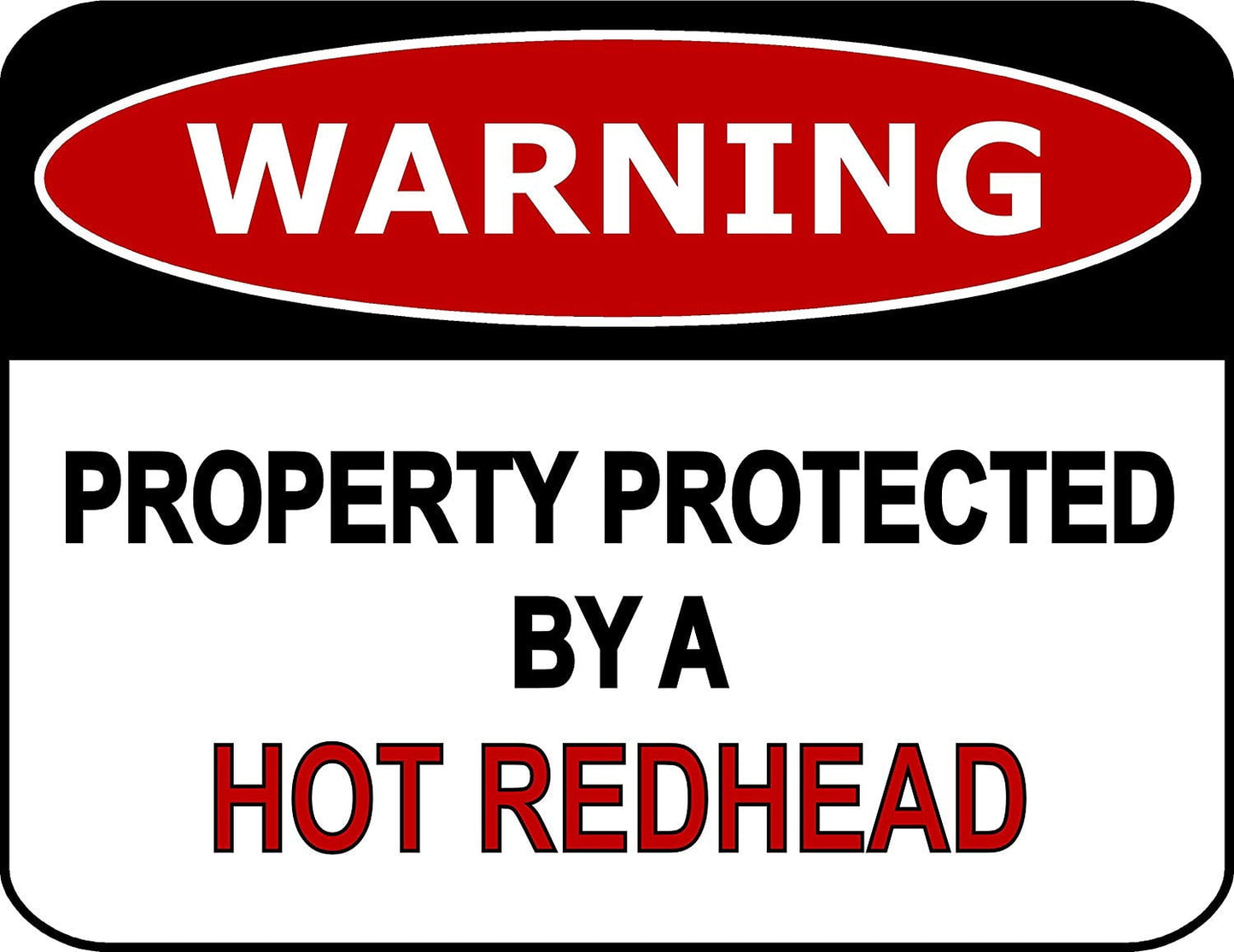 Warning Property Protected By A Hot Redhead 11.5" x 9" Laminated Funny Sign