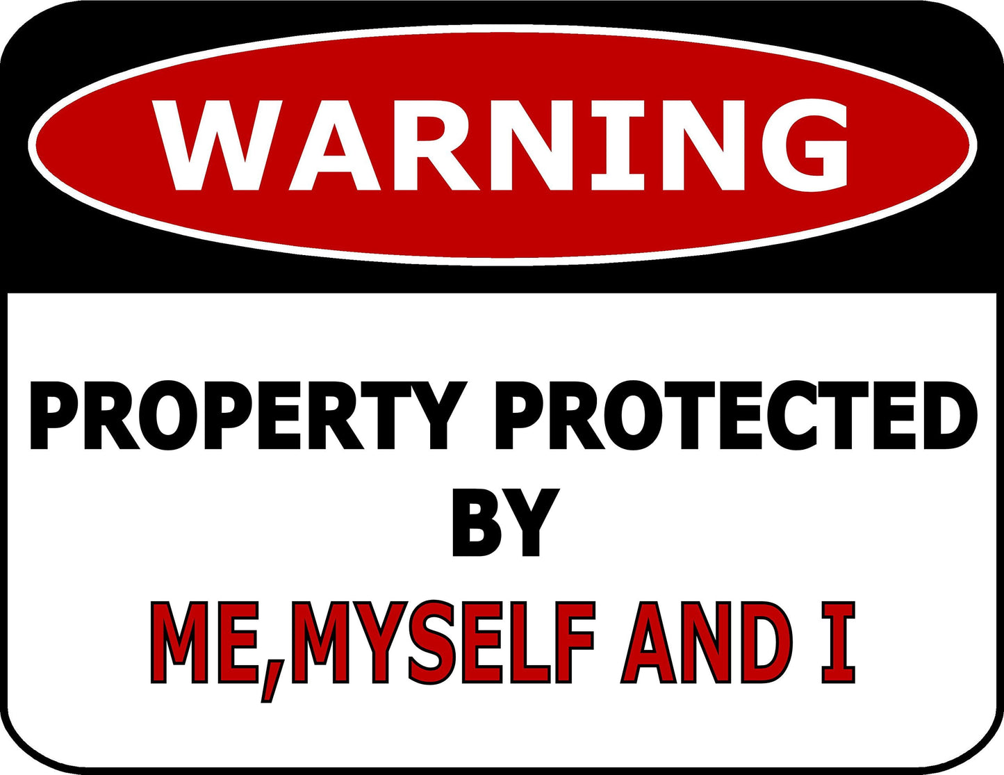 Warning Property Protected By Me,Myself And I 11.5 inch by 9 inch Laminated Funny Sign