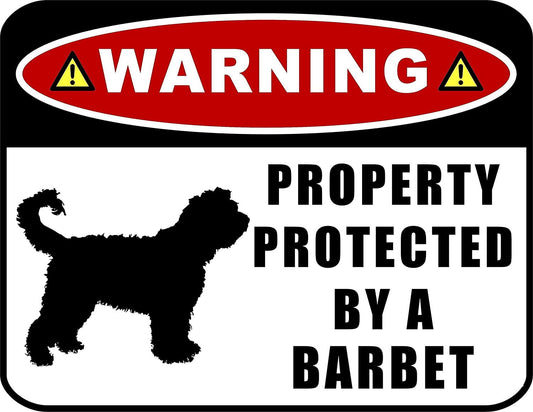 Warning Property Protected by a Barbet (SILHOUETTE) 11.5 inch x 9 inch Laminated Dog Sign
