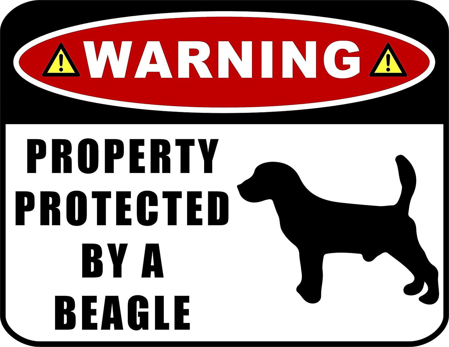 Warning Property Protected by a Beagle (SILHOUETTE) 11.5 inch x 9 inch Laminated Dog Sign