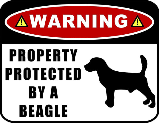 Warning Property Protected by a Beagle (SILHOUETTE) 11.5 inch x 9 inch Laminated Dog Sign