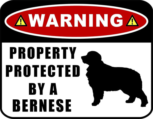 Warning Property Protected by a Bernese (SILHOUETTE) 11.5 inch x 9 inch Laminated Dog Sign