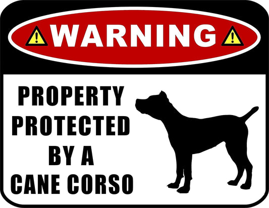 Warning Property Protected by a Cane Corso (SILHOUETTE) 11.5 inch x 9 inch Laminated Dog Sign