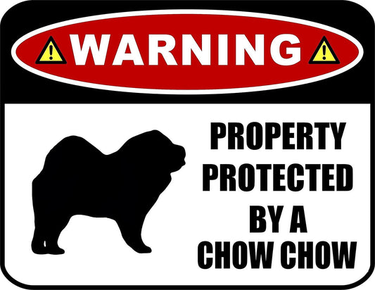 Warning Property Protected by a Chow Chow (SILHOUETTE) 11.5 inch x 9 inch Laminated Dog Sign