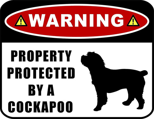 Warning Property Protected by a Cockapoo (Silhouette) 11.5 inch x 9 inch Laminated Dog Sign