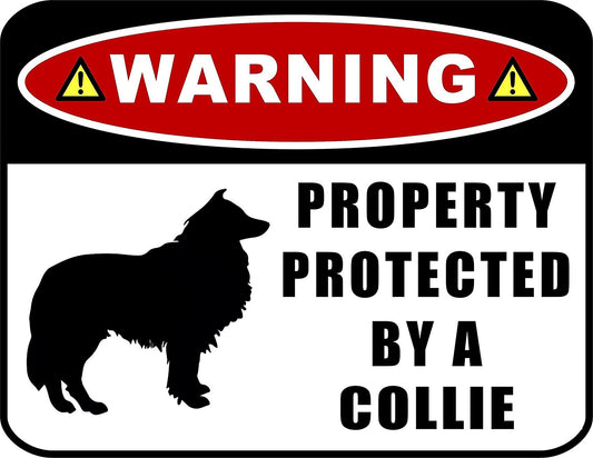 Warning Property Protected by a Collie (SILHOUETTE) 11.5 inch x 9 inch Laminated Dog Sign