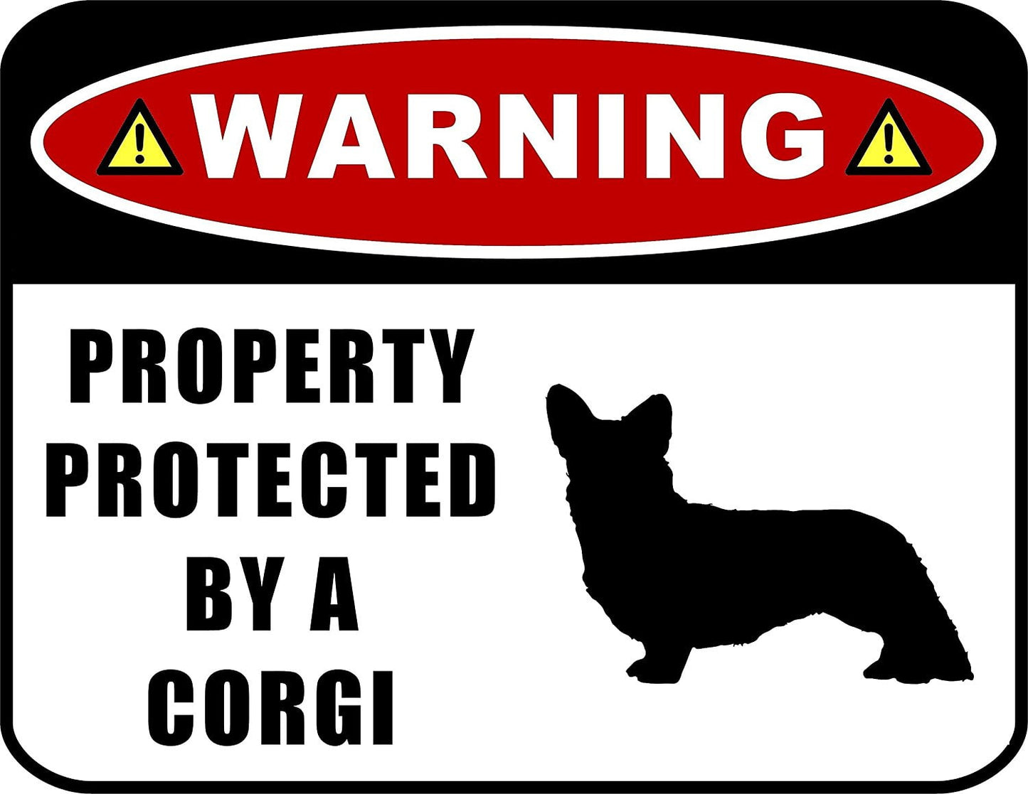 Warning Property Protected by a Corgi (SILHOUETTE) 11.5 inch x 9 inch Laminated Dog Sign