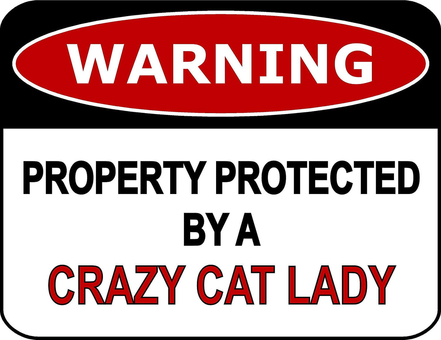 Warning Property Protected by a Crazy Cat Lady Home Décor Style Laminated Sign