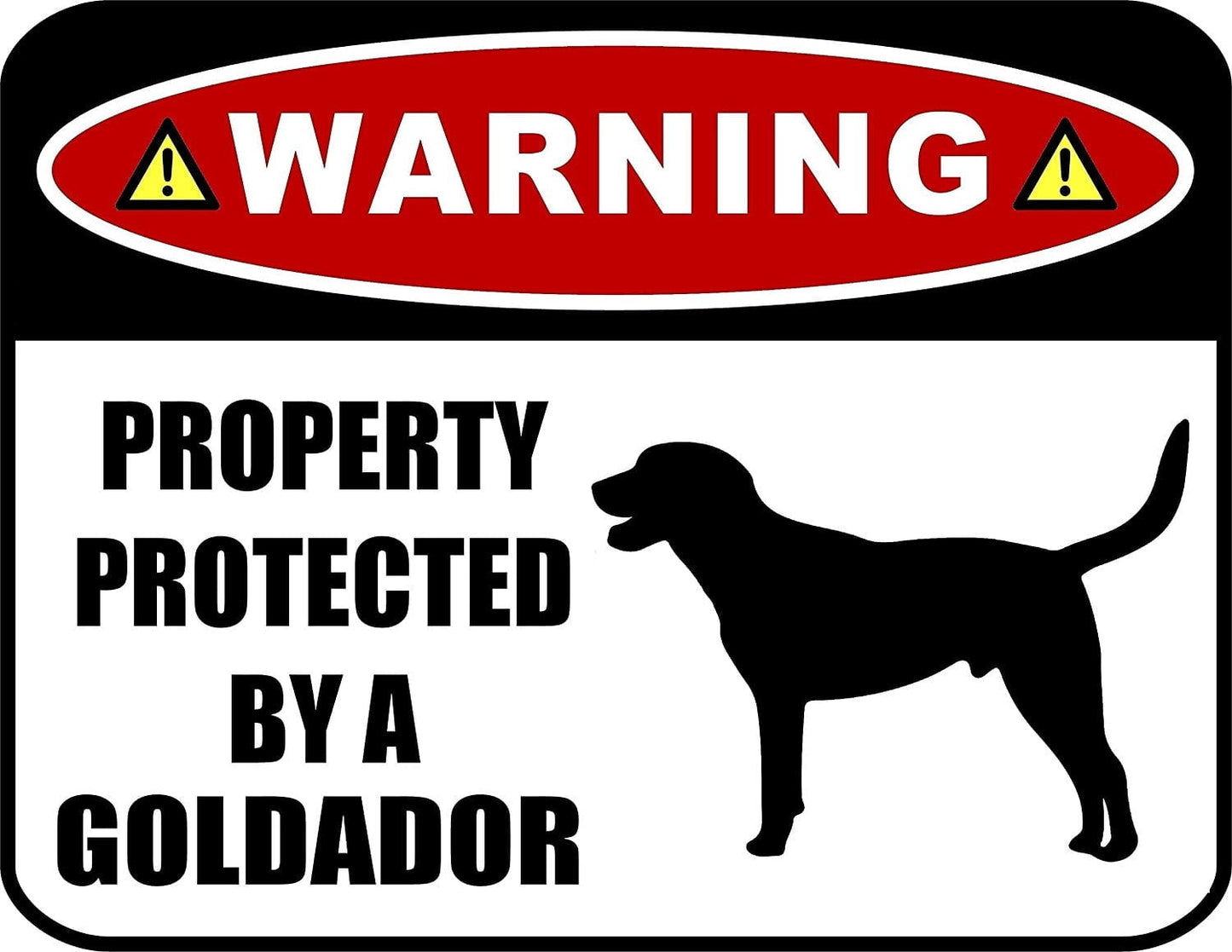 Warning Property Protected by a Goldador (SILHOUETTE) 11.5 inch x 9 inch Laminated Dog Sign