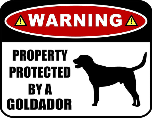 Warning Property Protected by a Goldador (SILHOUETTE) 11.5 inch x 9 inch Laminated Dog Sign