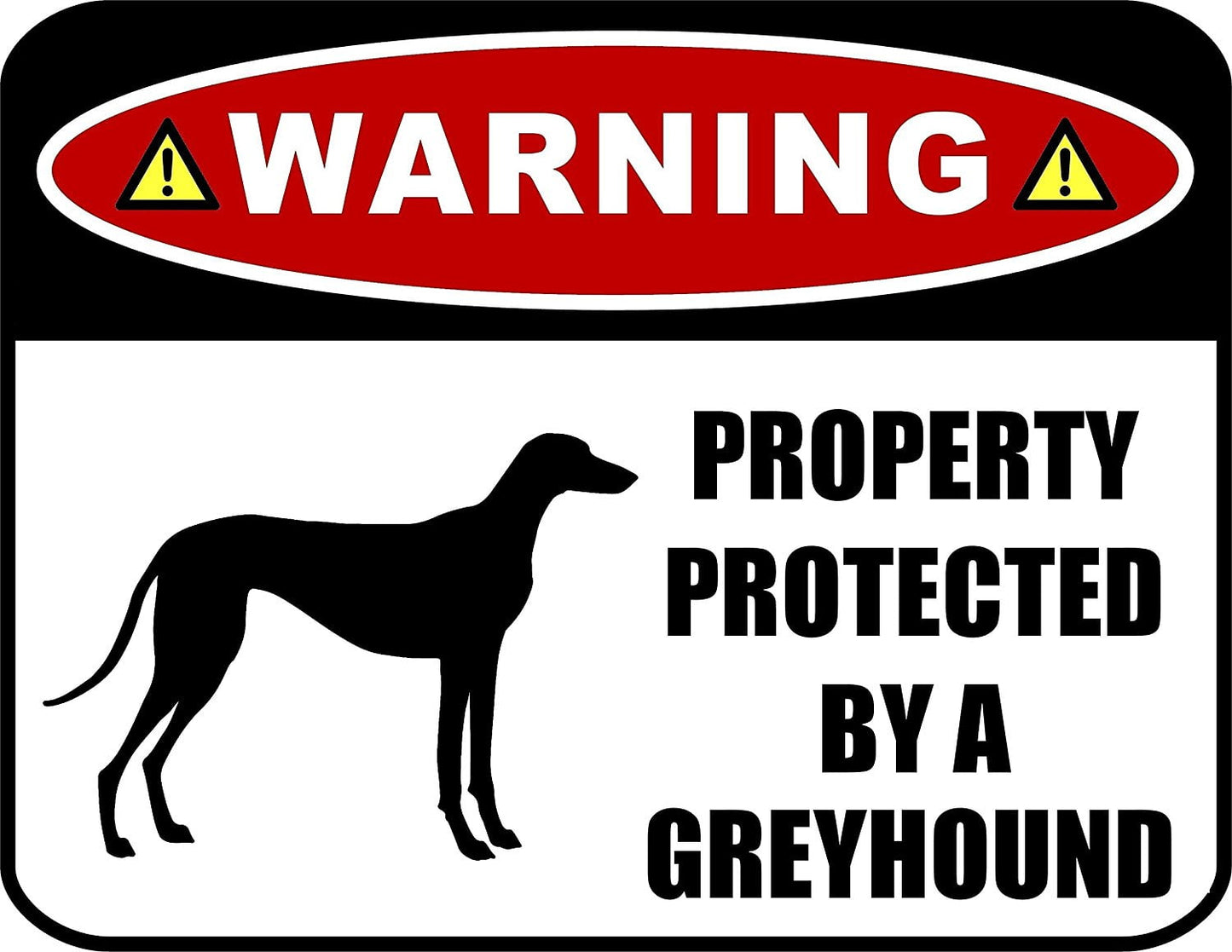 Warning Property Protected by a Greyhound (SILHOUETTE) 11.5 inch x 9 inch Laminated Dog Sign