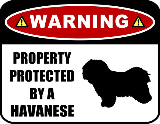 Warning Property Protected by a Havanese (SILHOUETTE) 11.5 inch x 9 inch Laminated Dog Sign