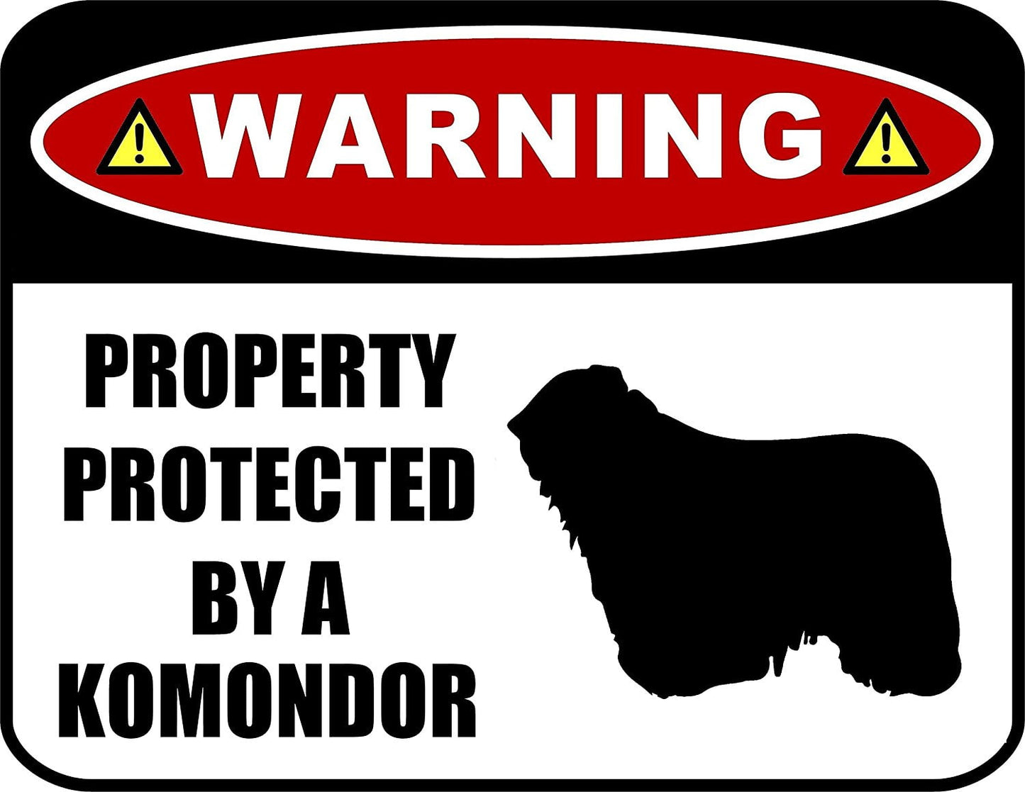 Warning Property Protected by a Komondor (SILHOUETTE) 11.5 inch x 9 inch Laminated Dog Sign
